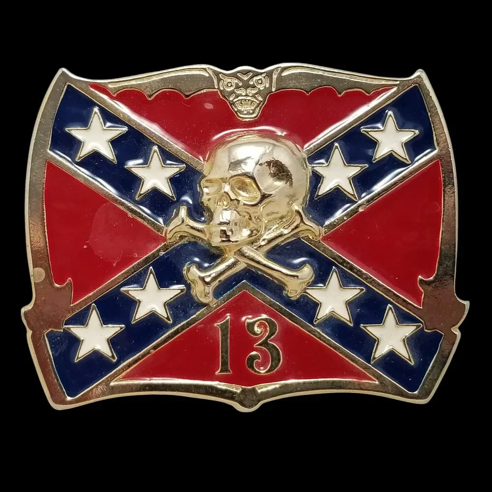 Vintage Heavy Belt Buckle Skull‎ Crossbones Skeleton South Southern Sturdy Heavy
